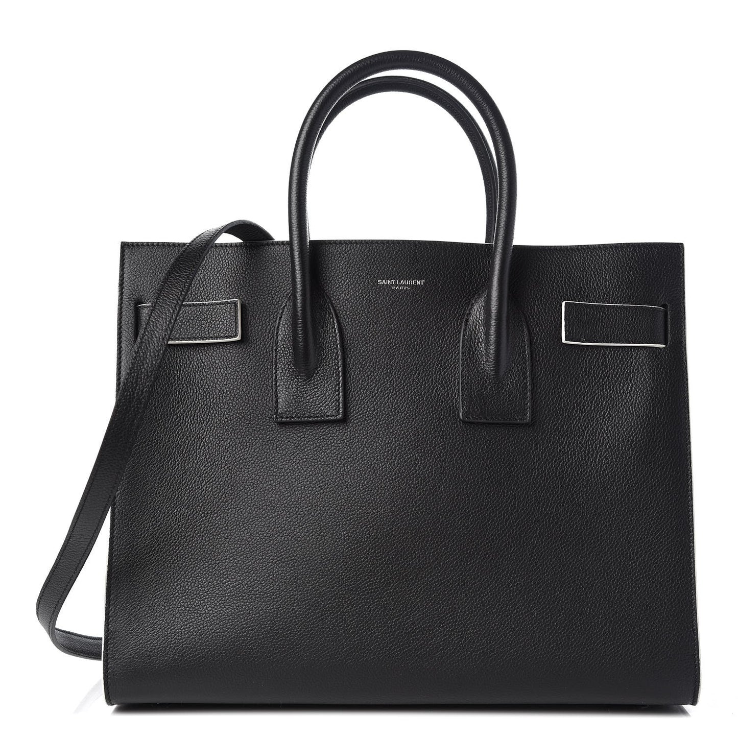 Grained Calfskin Topstitch Small Sac De Jour Black Porcelain