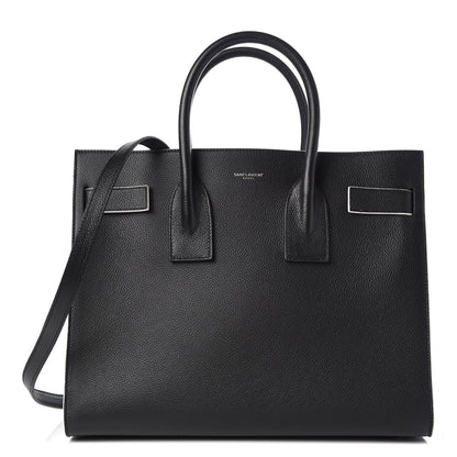 Saint Laurent Grained Calfskin Topstitch Small Sac De Jour Black Porcelain 1 of 9