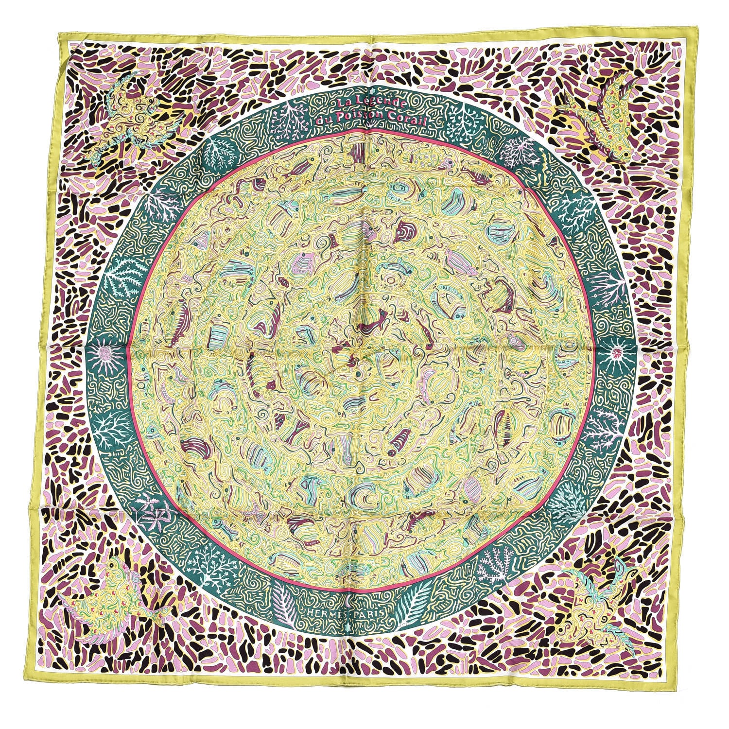 Hermes Silk La Legende Du Poisson Corail Scarf 90 1 of 4
