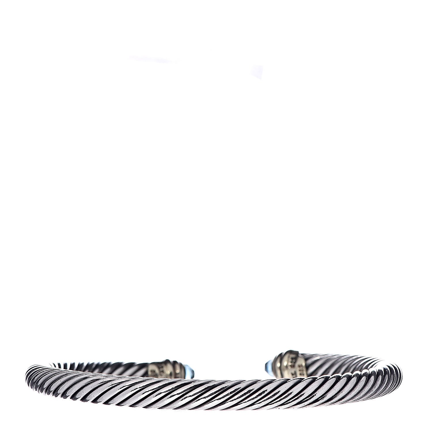 David Yurman Sterling Silver 14K Yellow Gold Blue Topaz 5mm Cable Classics Petite Color Bracelet 3 of 5