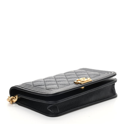 Chanel Caviar Quilted Boy Clutch With Chain Black 4 of 10
