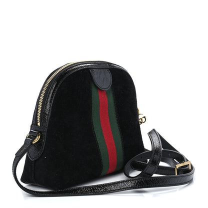 Gucci Suede Patent Web GG Small Ophidia Dome Shoulder Bag Black 3 of 12