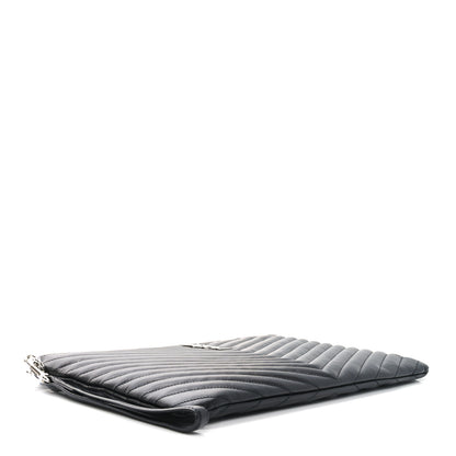 Saint Laurent Calfskin Matelasse Monogram Cassandre Tablet Pouch Black 4 of 8