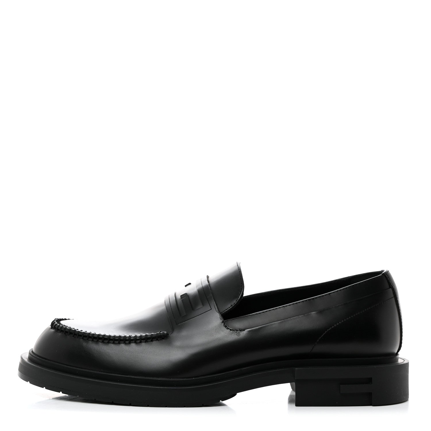 Fendi Vitello Abrasivato Mens Frame Loafers 9 Black 1 of 9