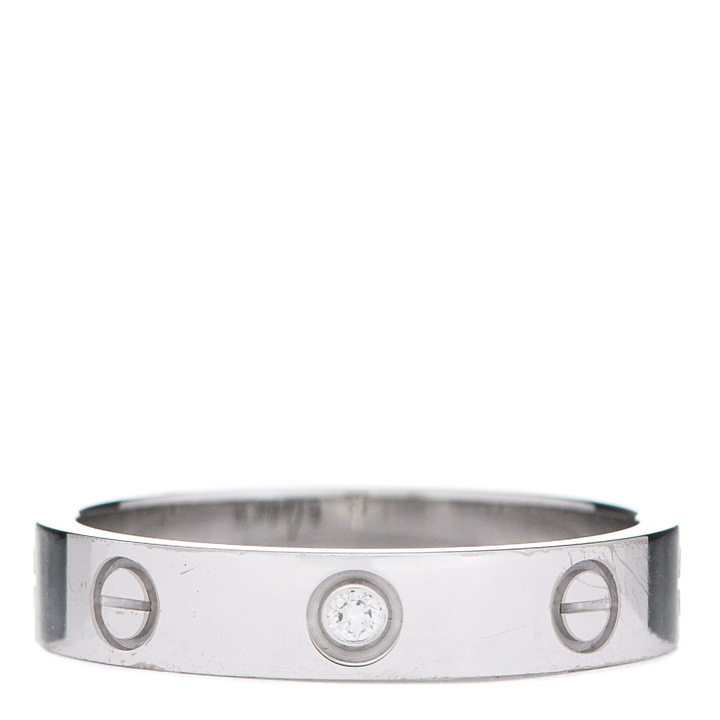 18K White Gold Diamond 4mm LOVE Wedding Band Ring 56 7.5
