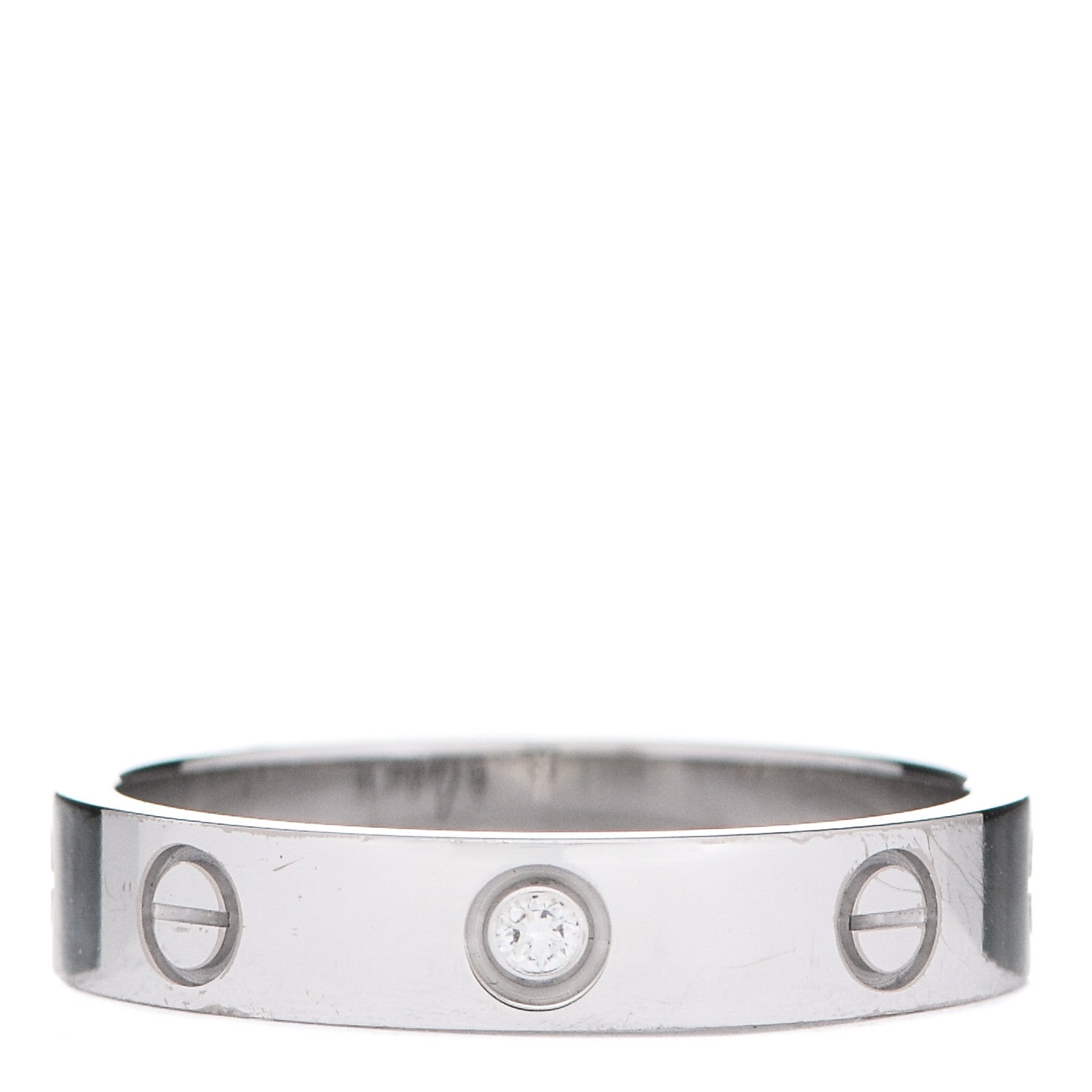 Cartier 18K White Gold Diamond 4mm LOVE Wedding Band Ring 56 7.5 1 of 6