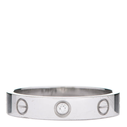 Cartier 18K White Gold Diamond 4mm LOVE Wedding Band Ring 56 7.5 1 of 6