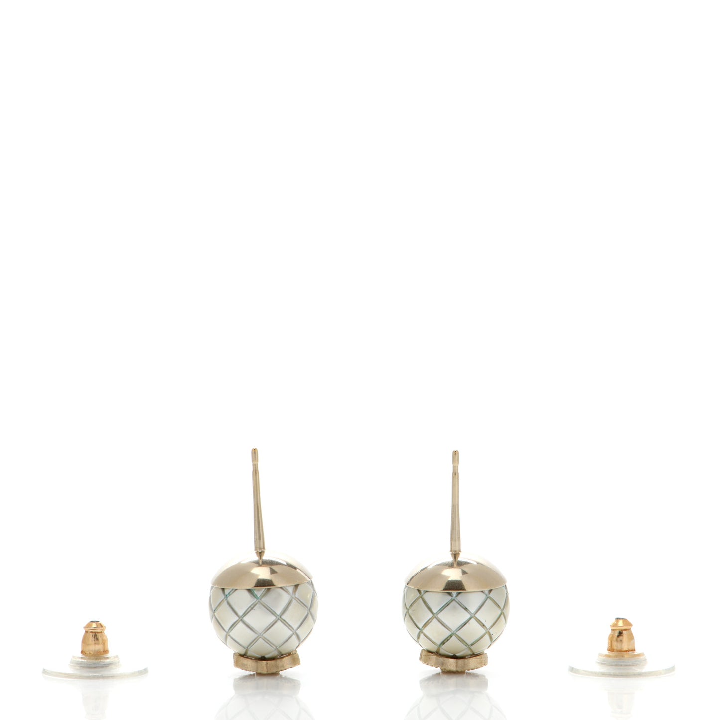 Pearl CC Quilted Round Earrings Gold