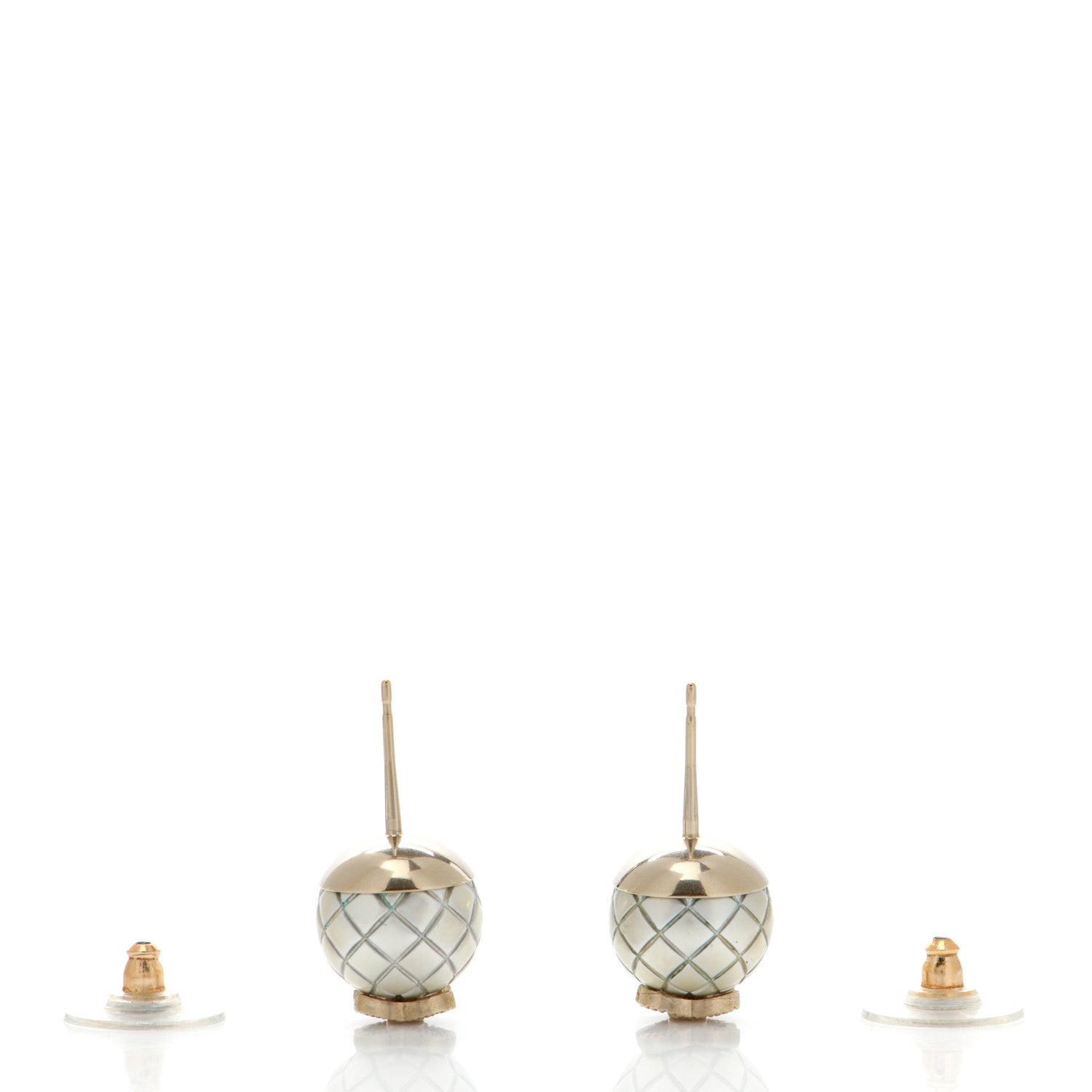 Chanel Pearl CC Quilted Round Earrings Gold 3 of 4