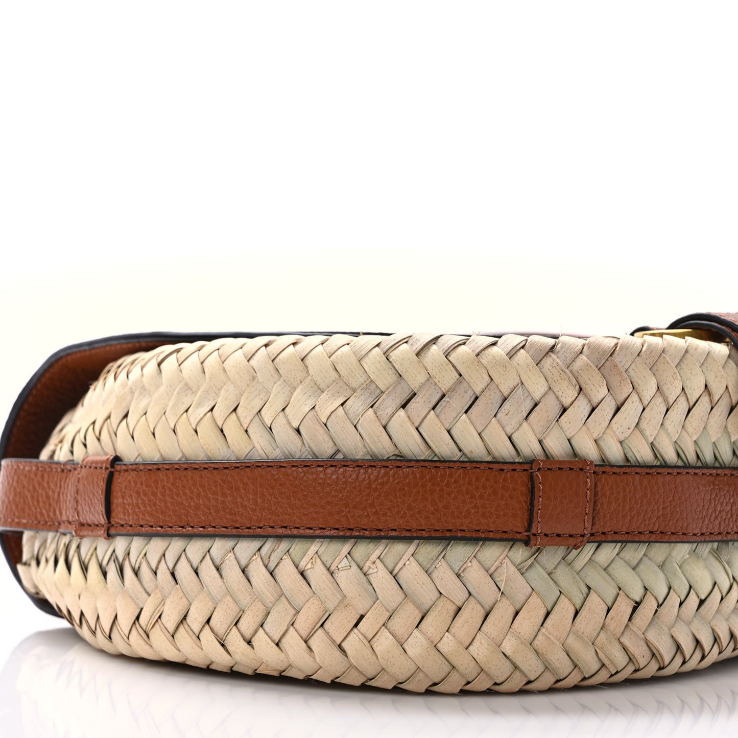 Raffia Small Grain Calfskin Small Marcie Basket Crossbody Tan