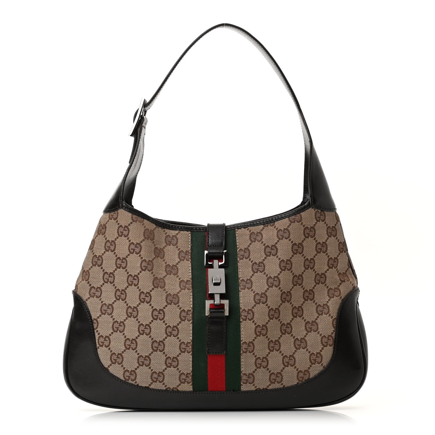 Gucci Monogram Web Jackie O Hobo Dark Brown 1 of 16