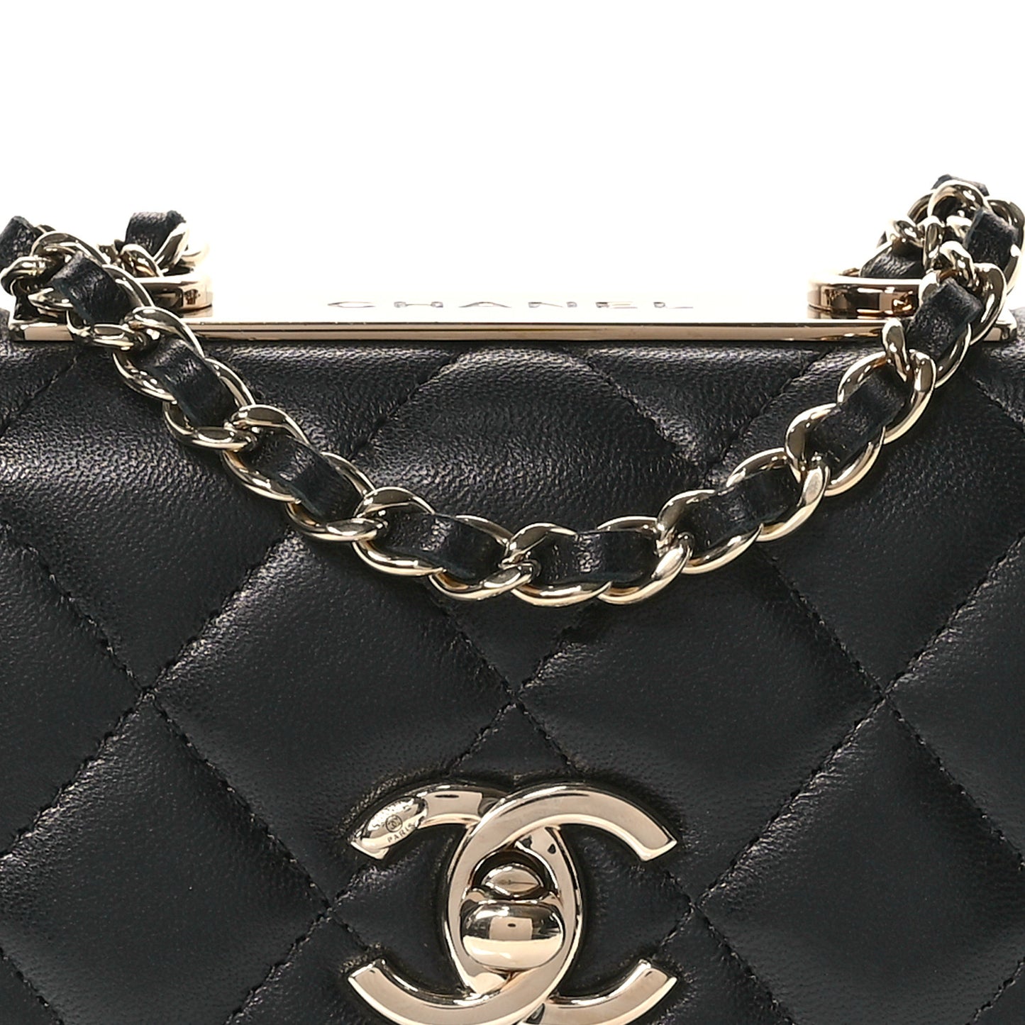 Lambskin Quilted Mini Trendy CC Clutch With Chain Black