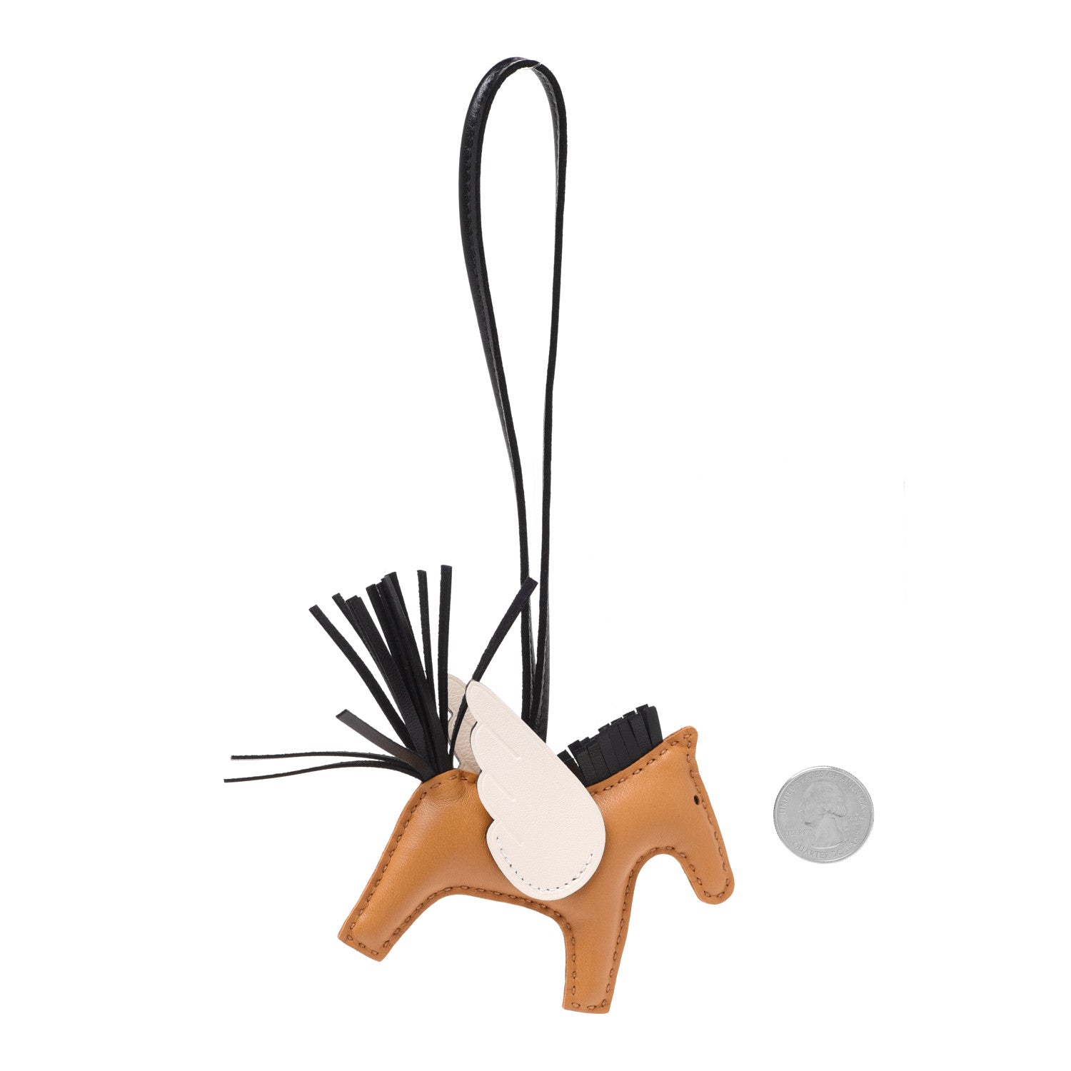 Hermes Milo Lambskin Grigri Rodeo Pegase Horse Bag Charm PM Sesame Black Nata 2 of 5