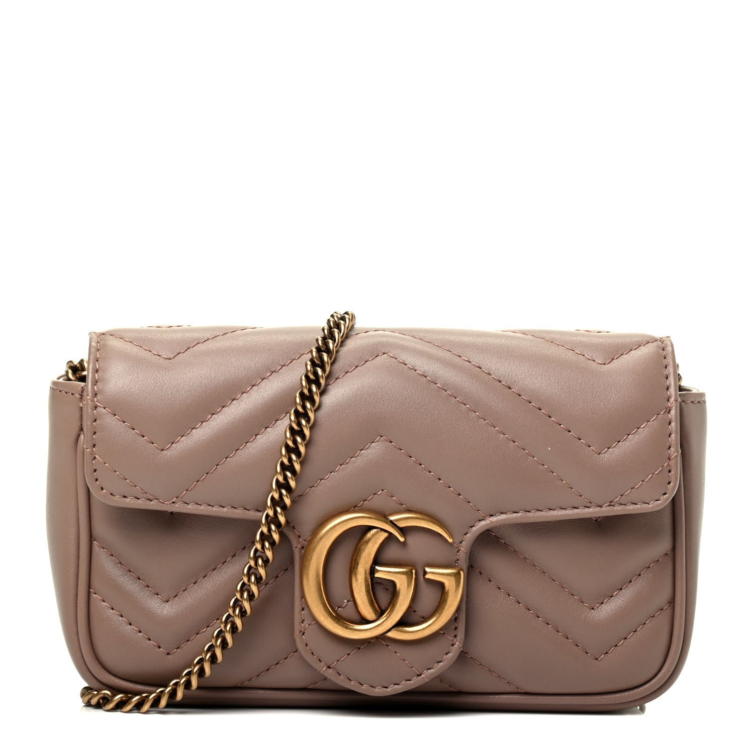 Gucci Calfskin Matelasse Super Mini GG Marmont Shoulder Bag Porcelain Rose 1 of 9