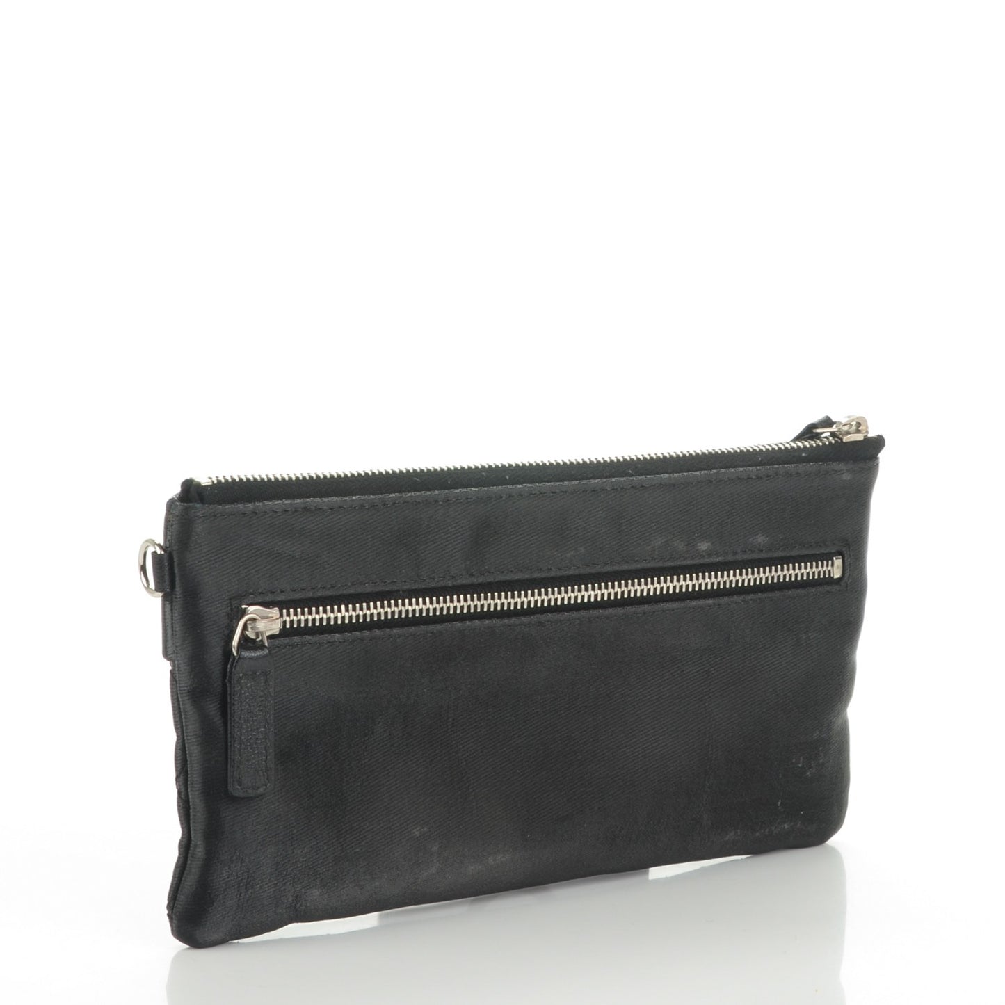 Coated Canvas Quilted Paris Biarritz Ligne Clutch Black