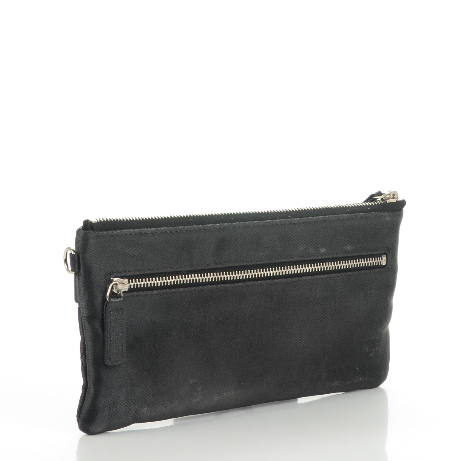 Chanel Coated Canvas Quilted Paris Biarritz Ligne Clutch Black 3 of 7