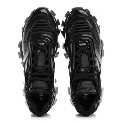 Prada Sequin Cotton Rubber Mens Cloudbust Thunder Sneakers 9 Black 2 of 11
