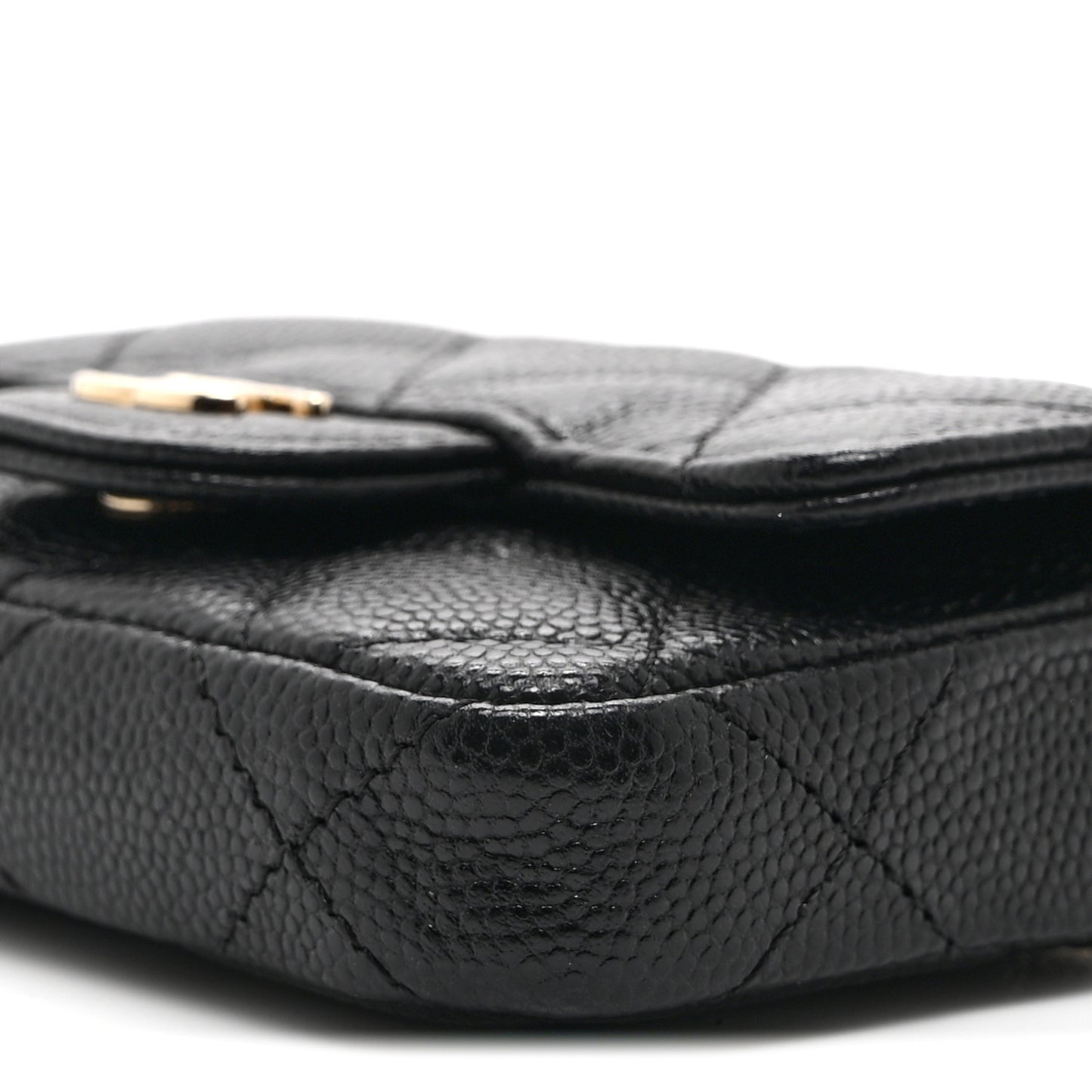 Caviar Quilted Mini Chain Belt Bag Black