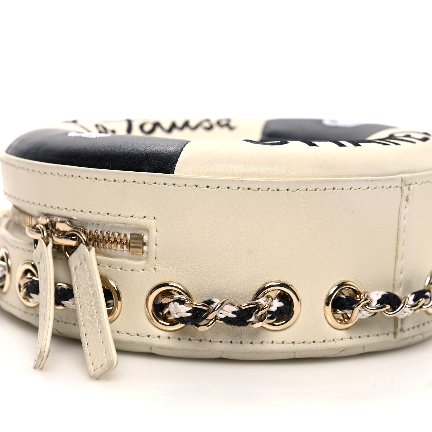 Chanel Lambskin Coco Lifesaver Round Bag Black White 9 of 11