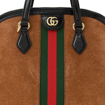 Gucci Suede Patent Web Medium Ophidia Top Handle Dome Bag Nocciola Black 8 of 10