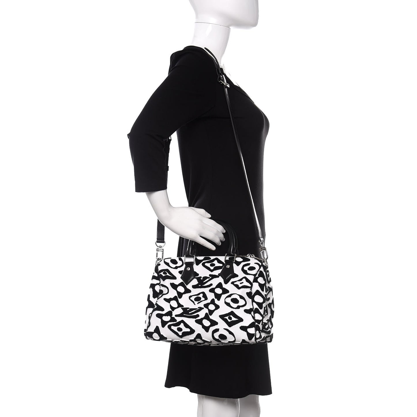 X UF Tufted Monogram Speedy Bandouliere 25 White Black