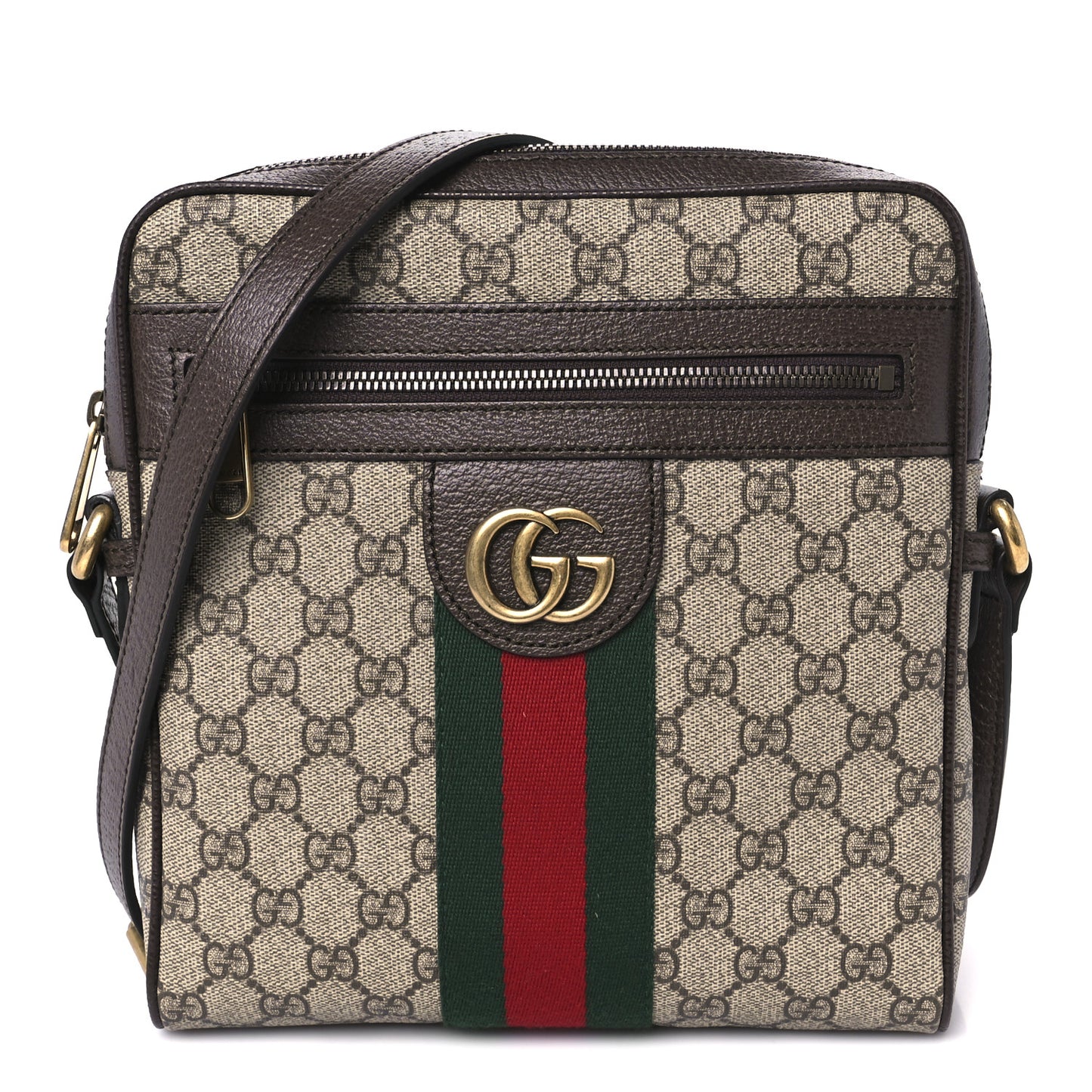 GG Supreme Monogram Web Small Ophidia Messenger Bag Brown