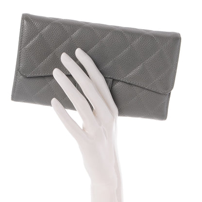 Chanel Caviar Quilted Large Flap Wallet Grey 2 of 11