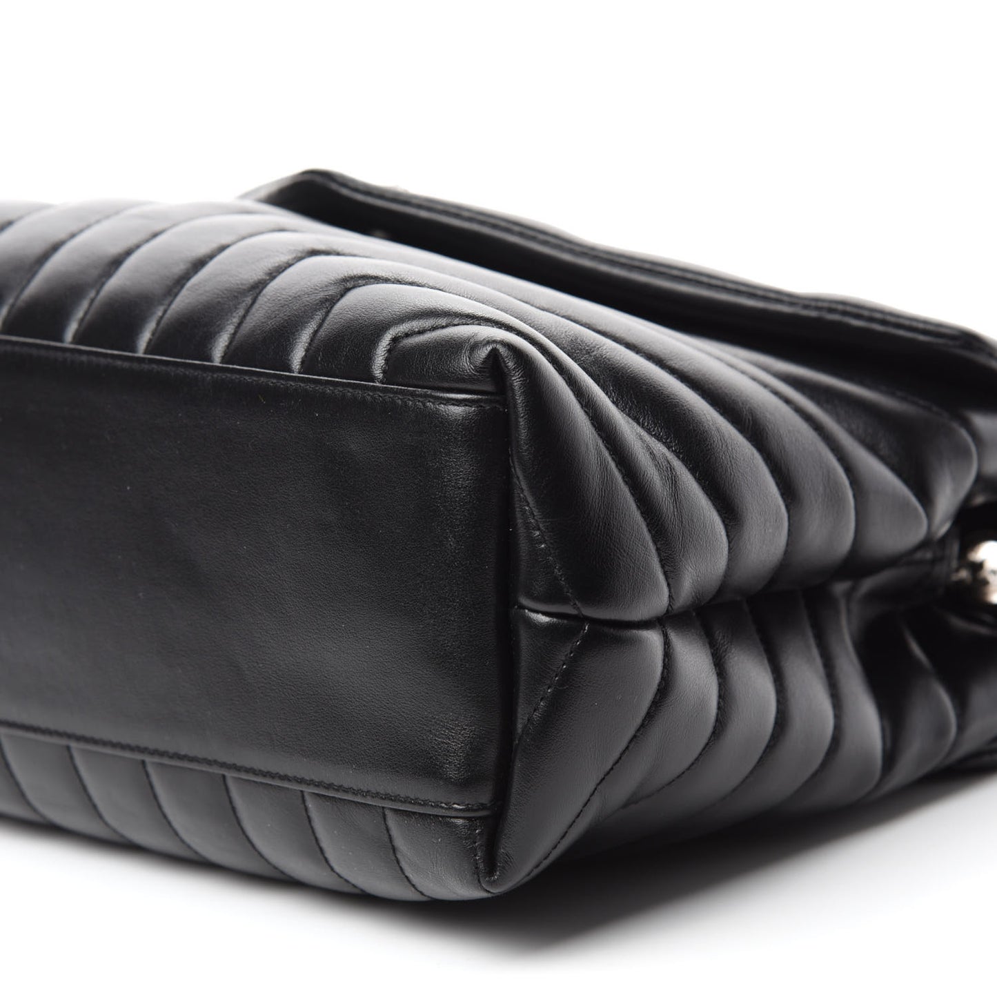 Calfskin Y Quilted Monogram Medium Loulou Chain Satchel Black