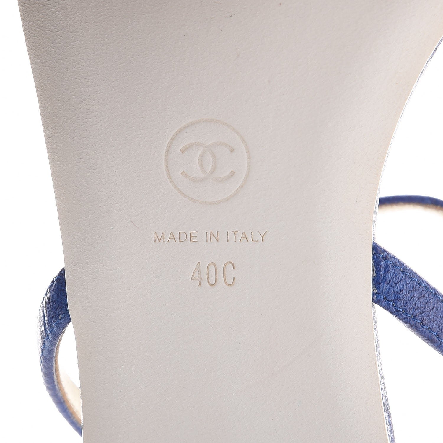 Chanel Goatskin Pearl Camellia Thong Sandals 40 Dark Blue 6 of 8