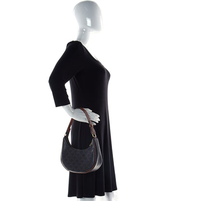 Celine Triomphe Canvas Calfskin Ava Shoulder Bag Tan 2 of 9