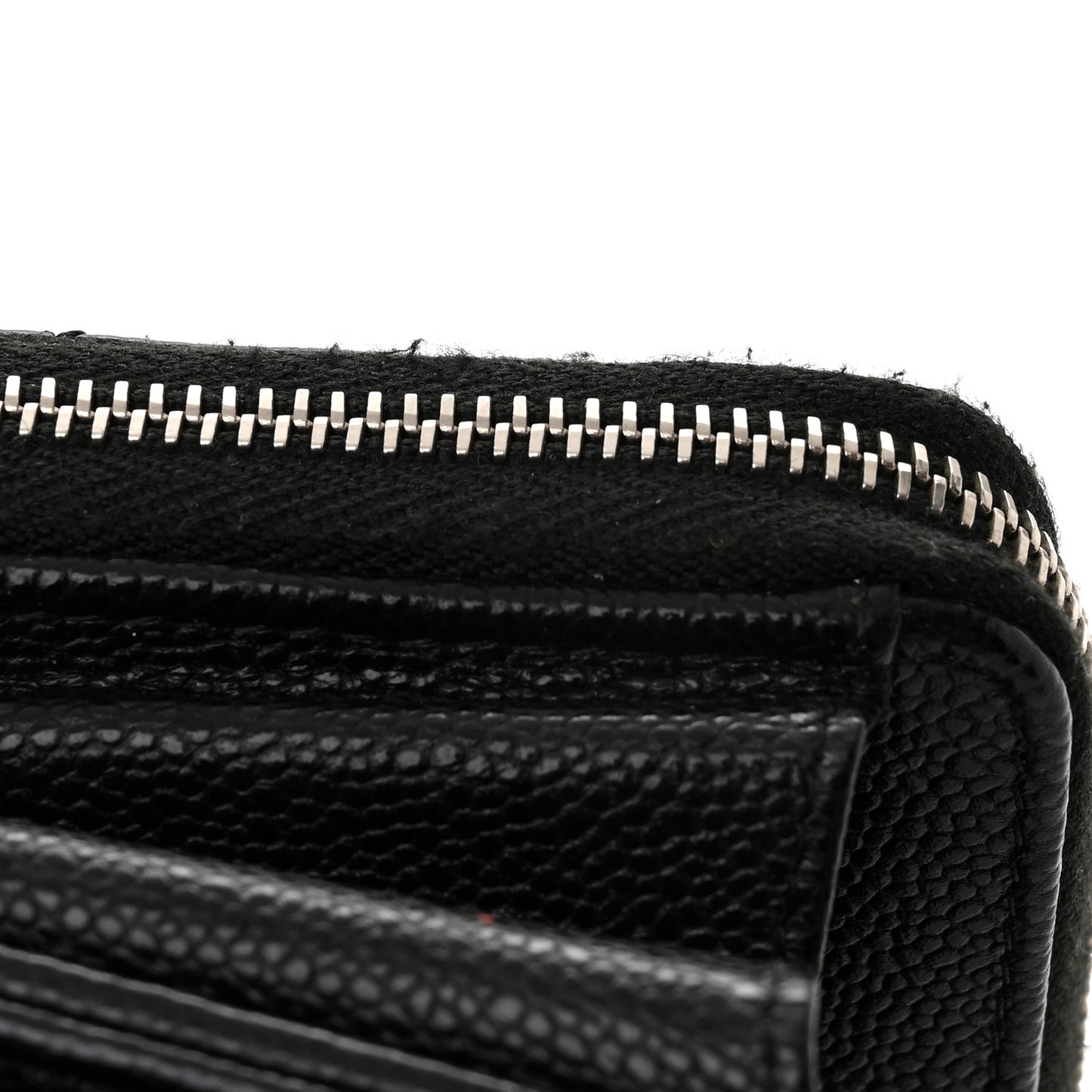 Caviar Quilted Phone Holder Wallet on Removable Chain Black