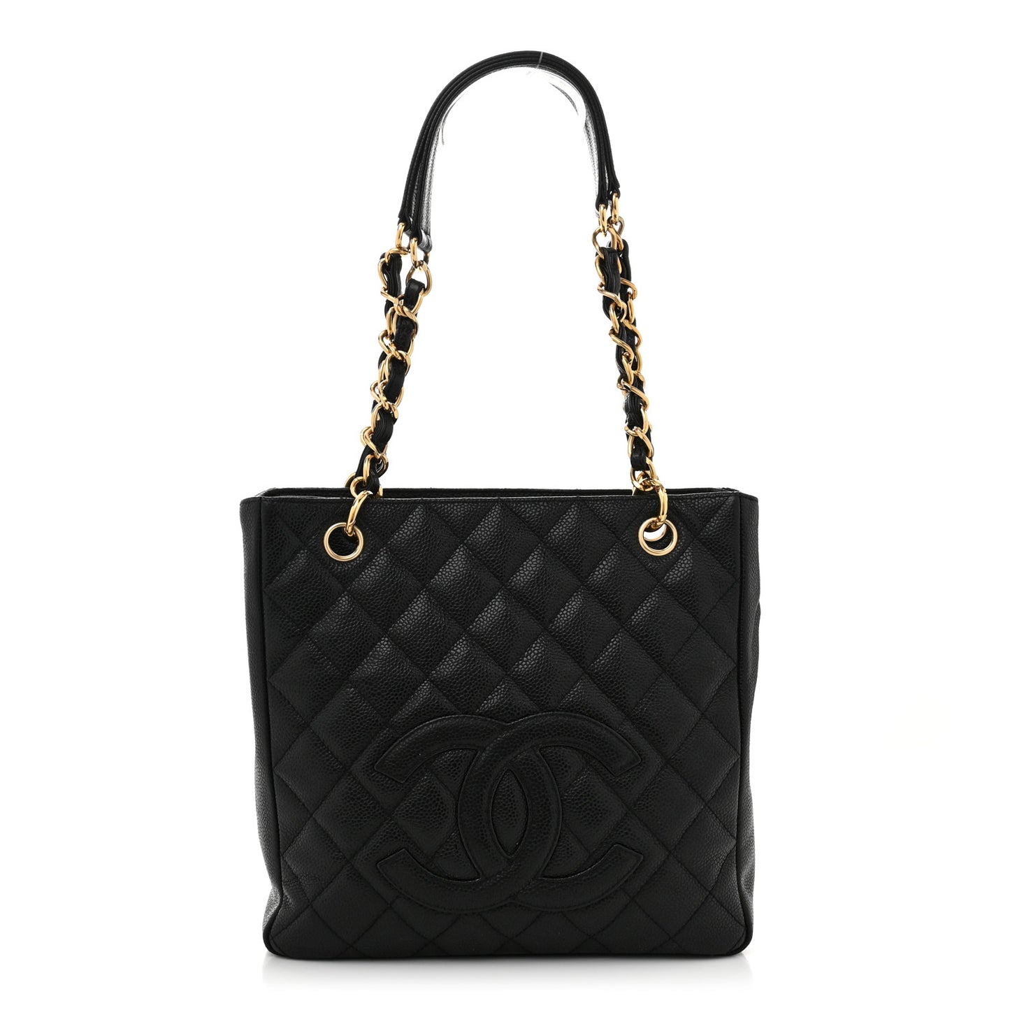 Caviar Quilted Petit Shopping Tote PST Black