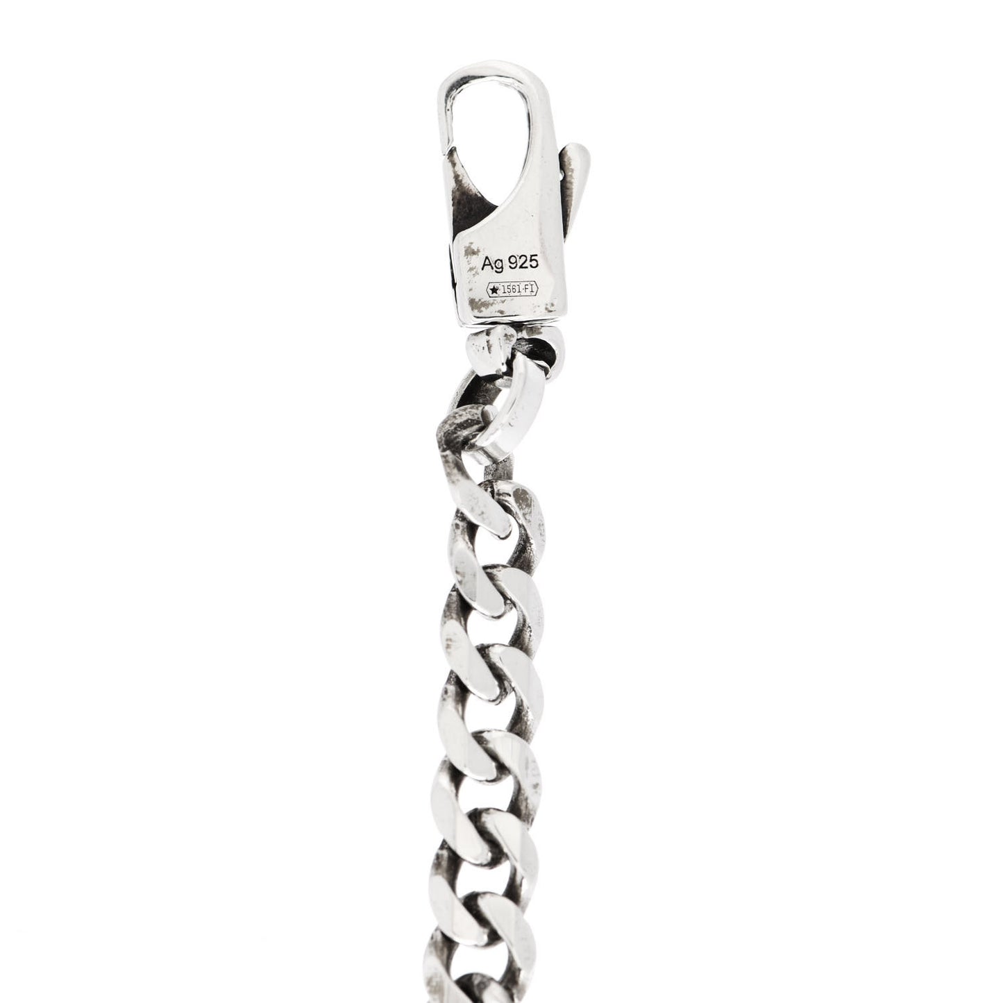 Sterling Silver Enamel Interlocking G Curb Chain Bracelet Black