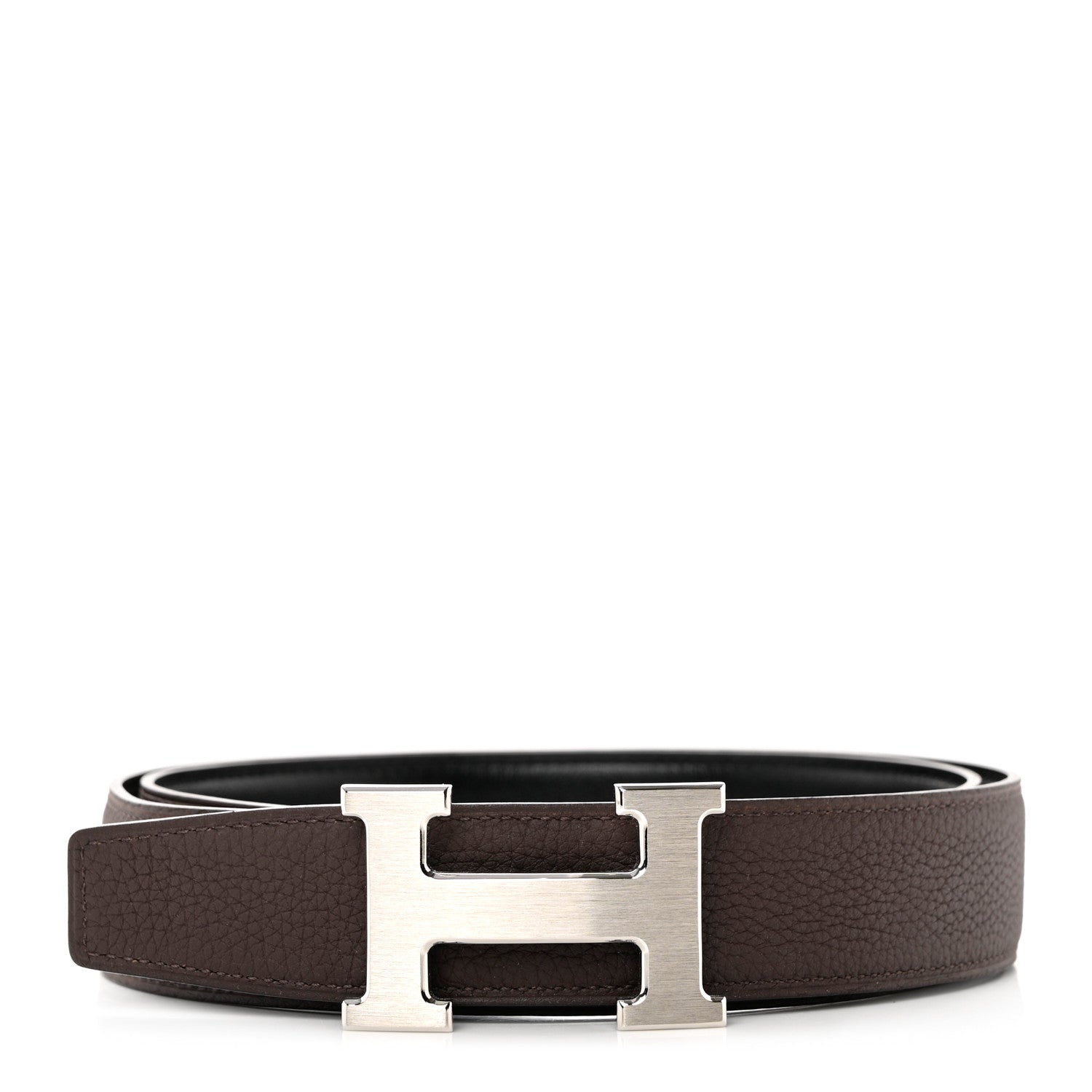 Hermes Box Togo 38mm Constance H Belt 85 34 Black Chocolate 1 of 6