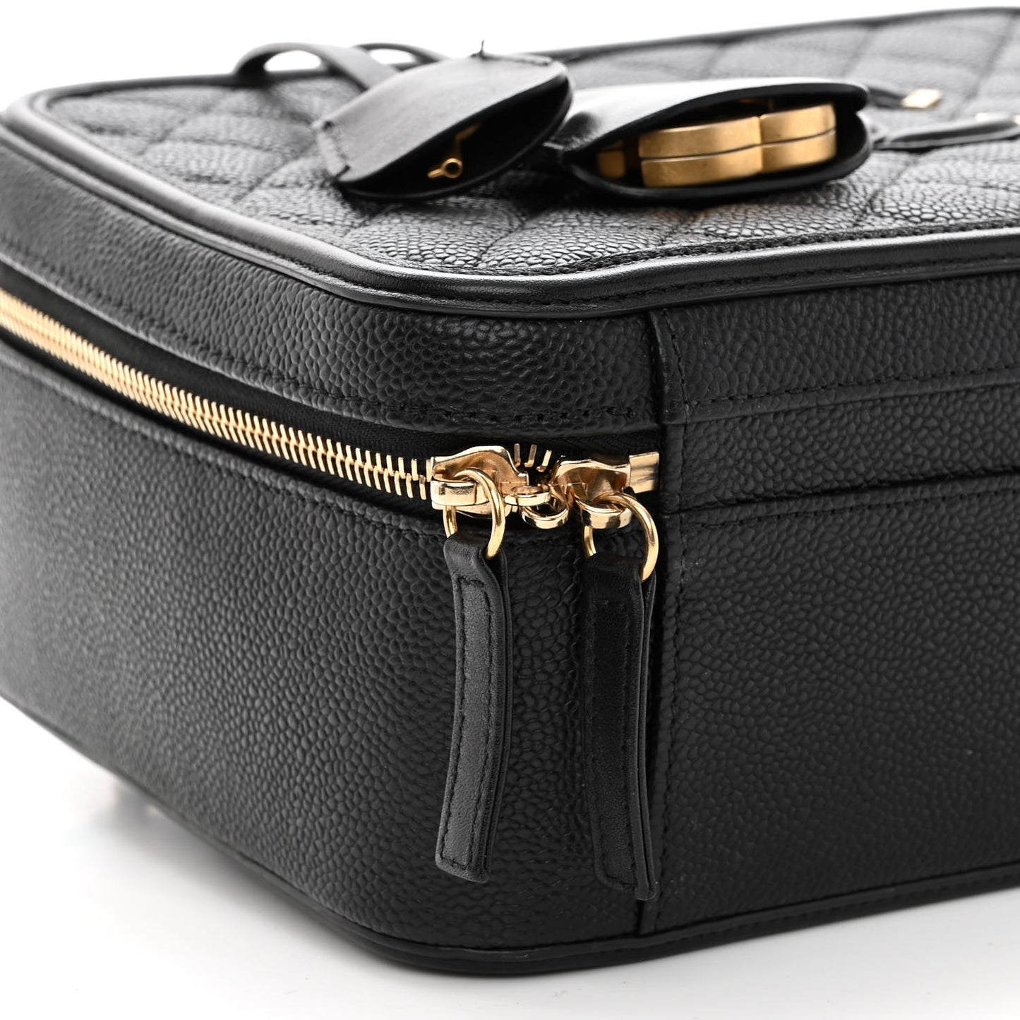 Caviar Quilted Large CC Filigree Vanity Case Black