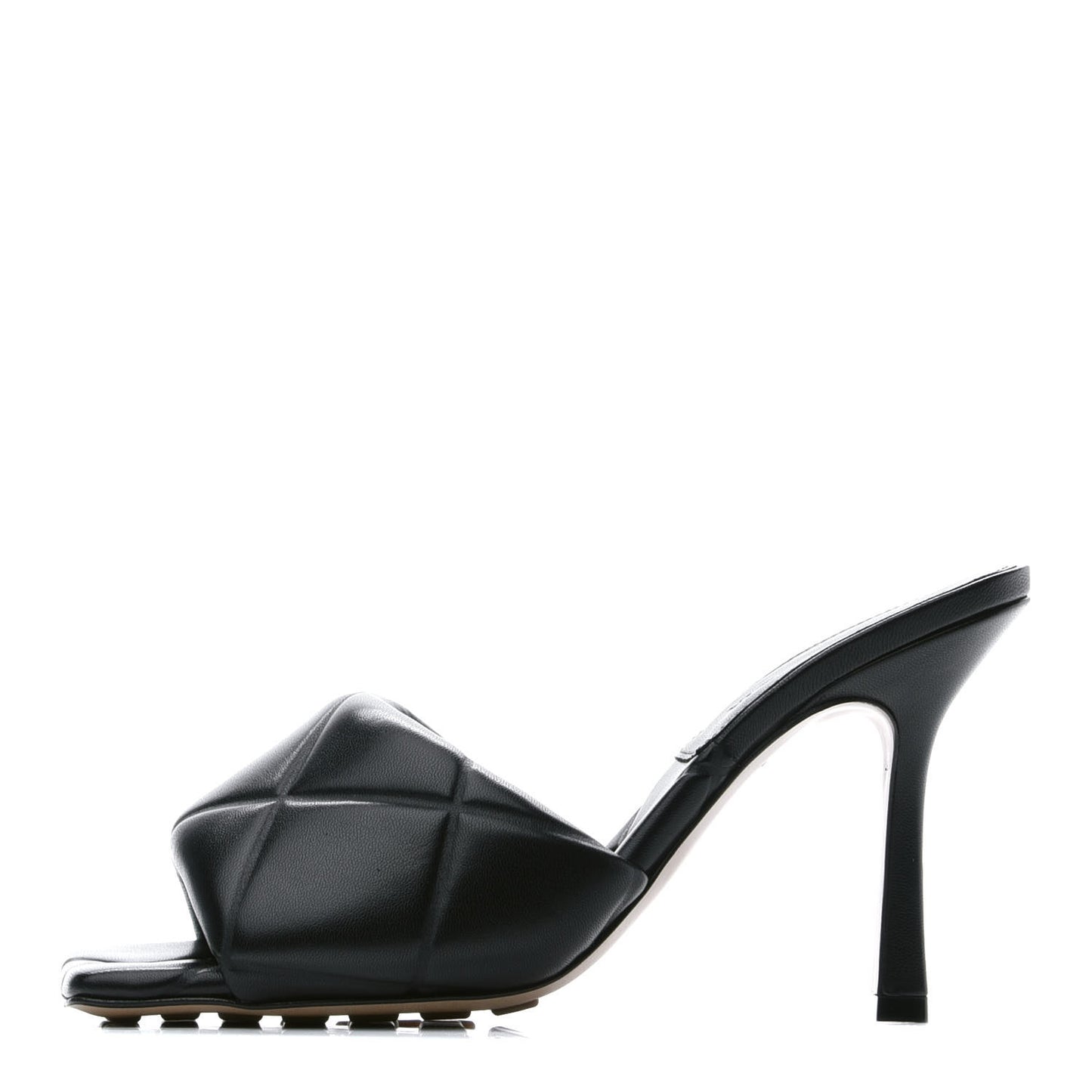 Nappa Quilted Rubber Lido Mule Sandals 38 Black
