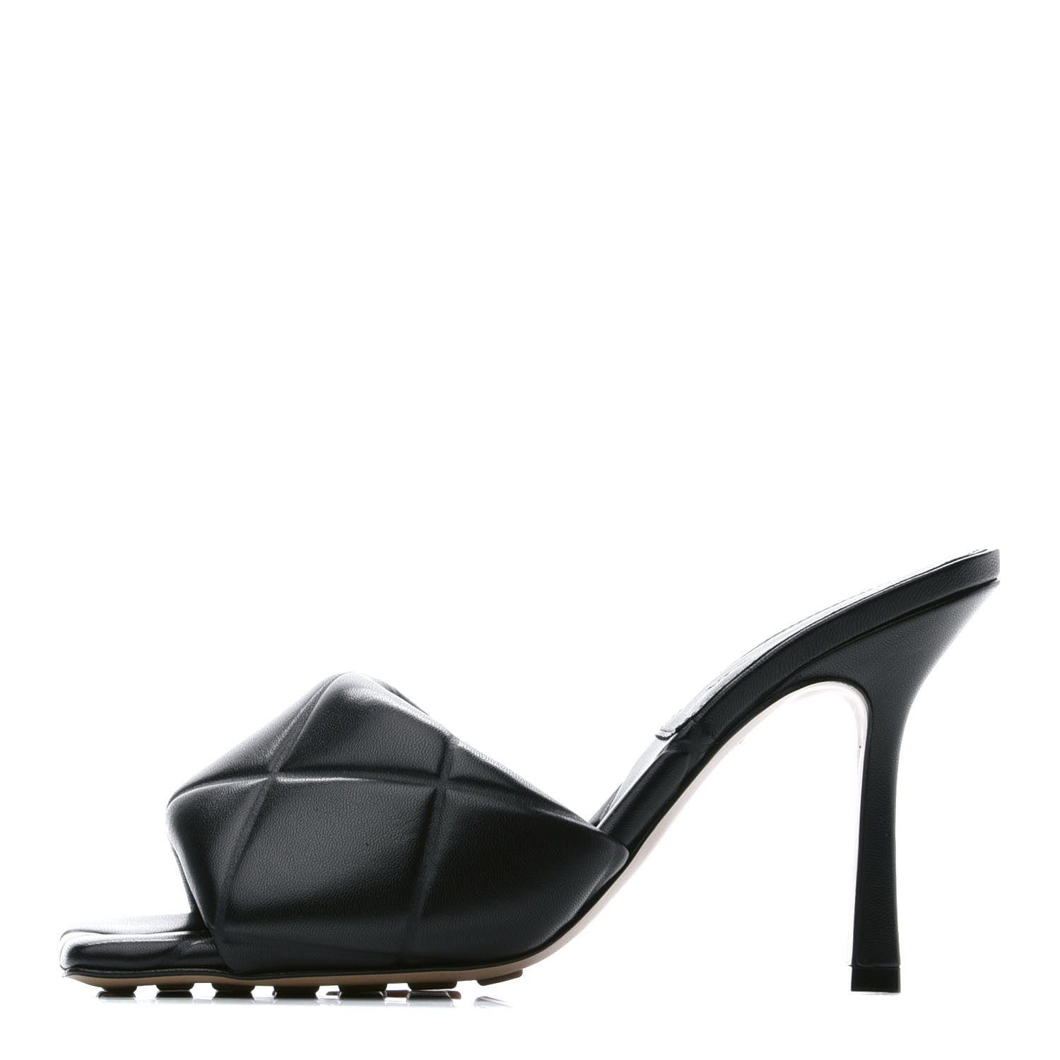 Bottega Veneta Nappa Quilted Rubber Lido Mule Sandals 38 Black 1 of 9