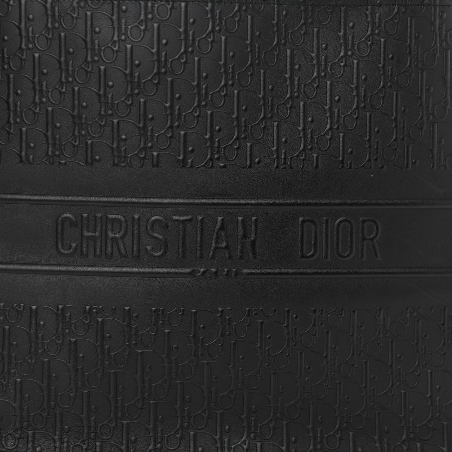 Oblique Calfskin Embossed Large Book Tote Black