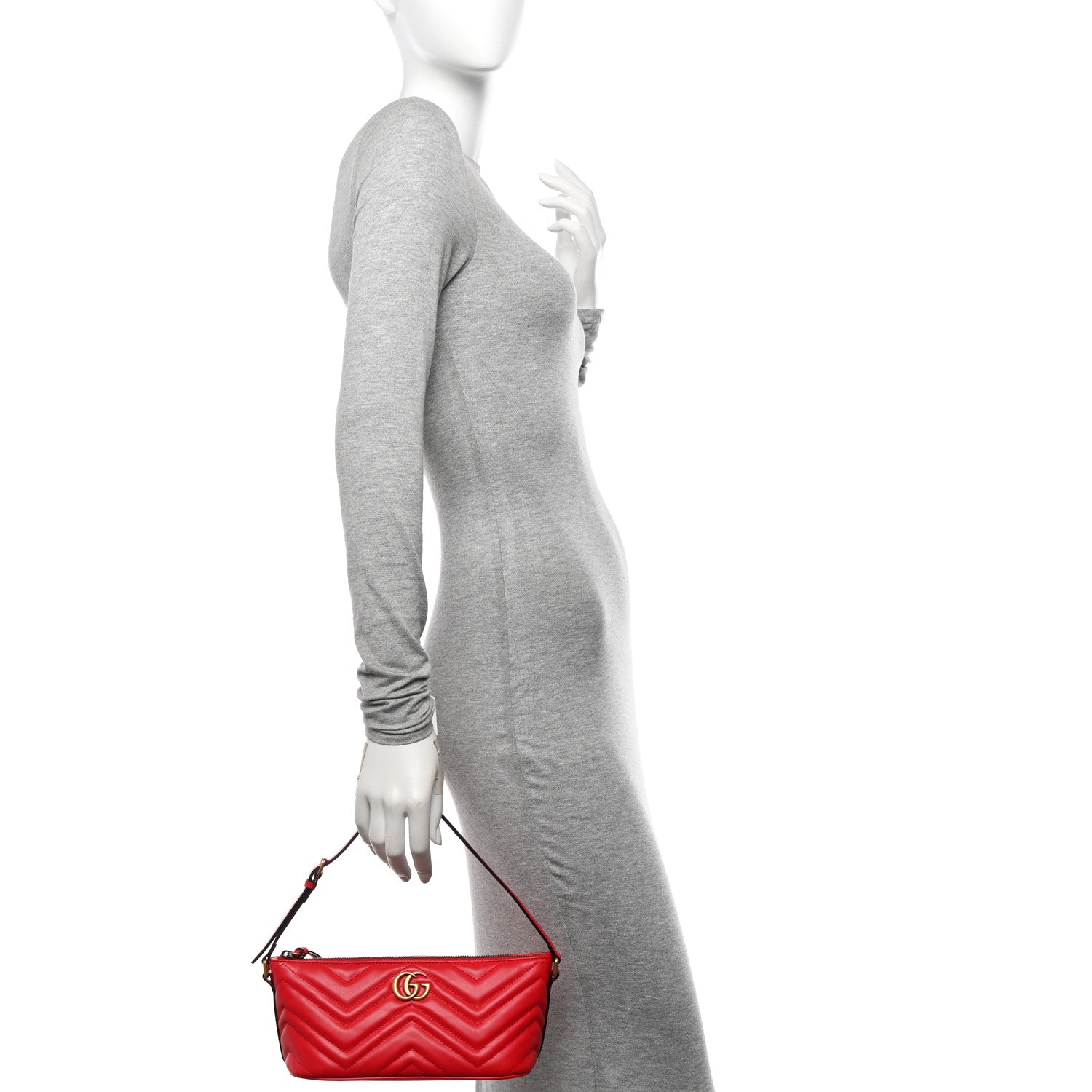 Gucci Calfskin Matelasse Chevron GG Marmont Sling Shoulder Bag Rosso 2 of 10