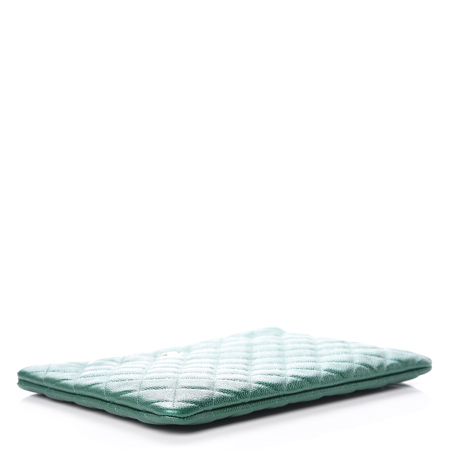 Metallic Caviar Quilted Medium Cosmetic Case Green