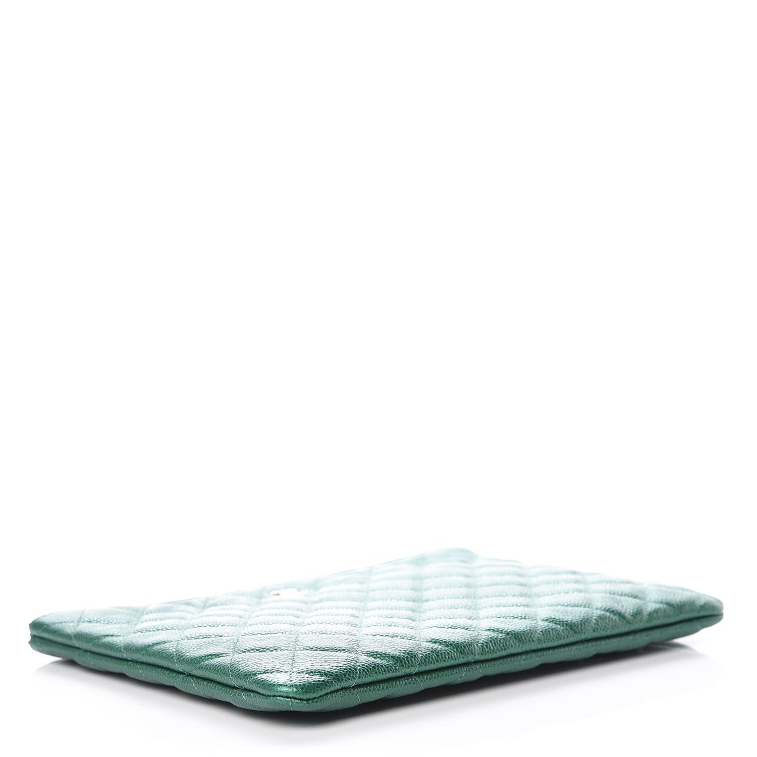 Chanel Metallic Caviar Quilted Medium Cosmetic Case Green 4 of 10
