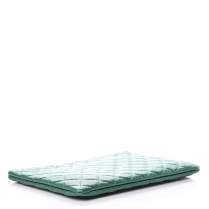 Chanel Metallic Caviar Quilted Medium Cosmetic Case Green 4 of 10