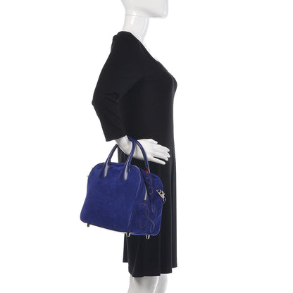 Christian Louboutin Suede Calfskin Small Marie Jane Top Handle Nomade Blue 3 of 14