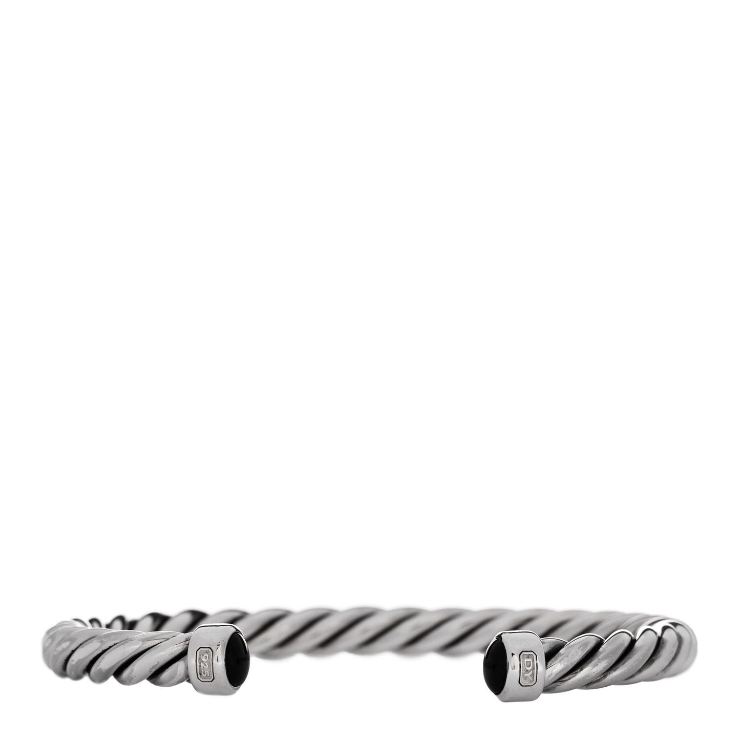 Sterling Silver Onyx 6mm Cable Classic Cuff Bracelet