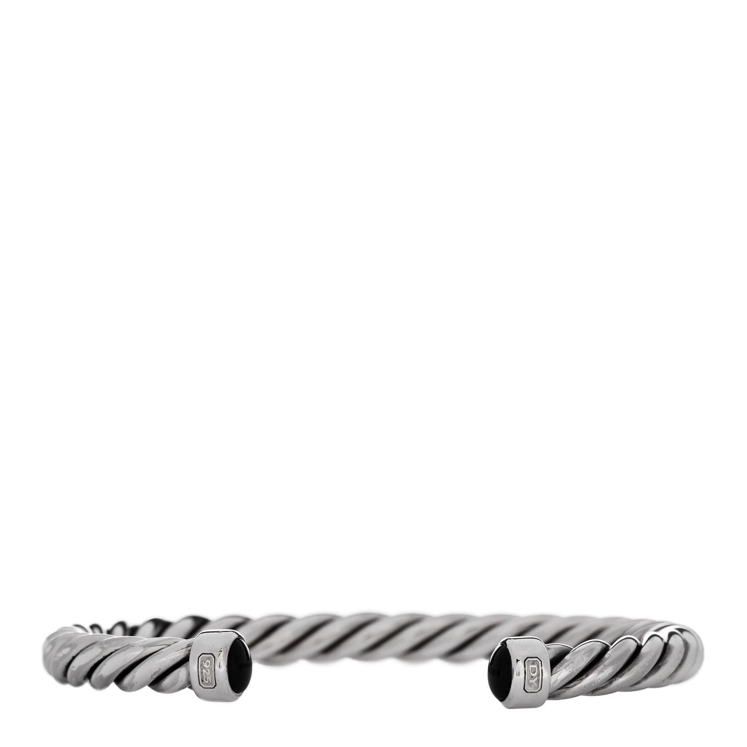 David Yurman Sterling Silver Onyx 6mm Cable Classic Cuff Bracelet 1 of 3