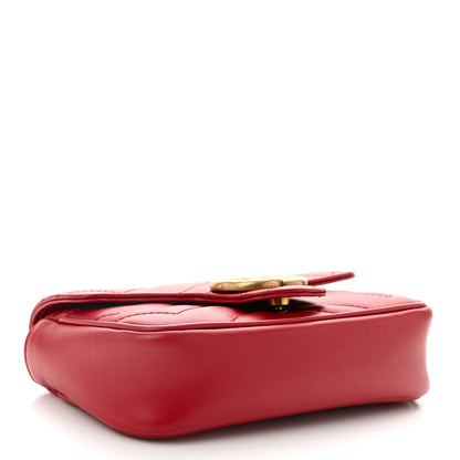 Gucci Calfskin Matelasse Super Mini GG Marmont Shoulder Bag Hibiscus Red 4 of 10