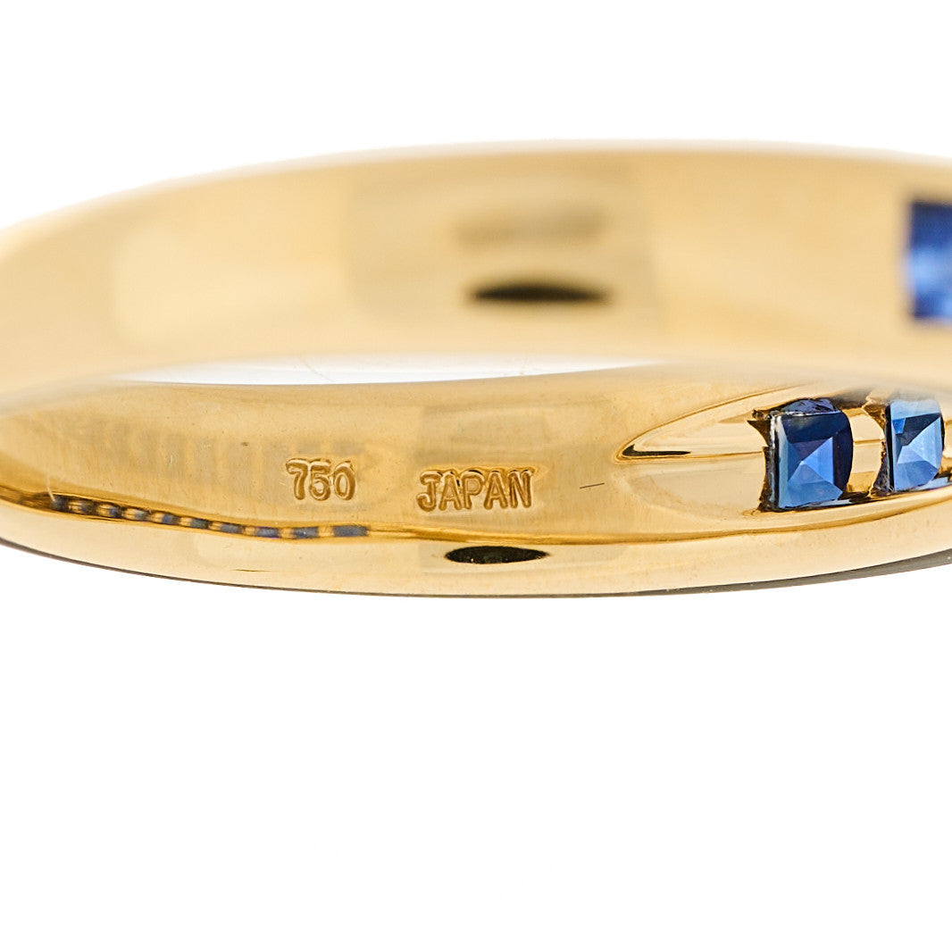18K Yellow Gold Blue Sapphire 4mm Band Ring 54 6.75