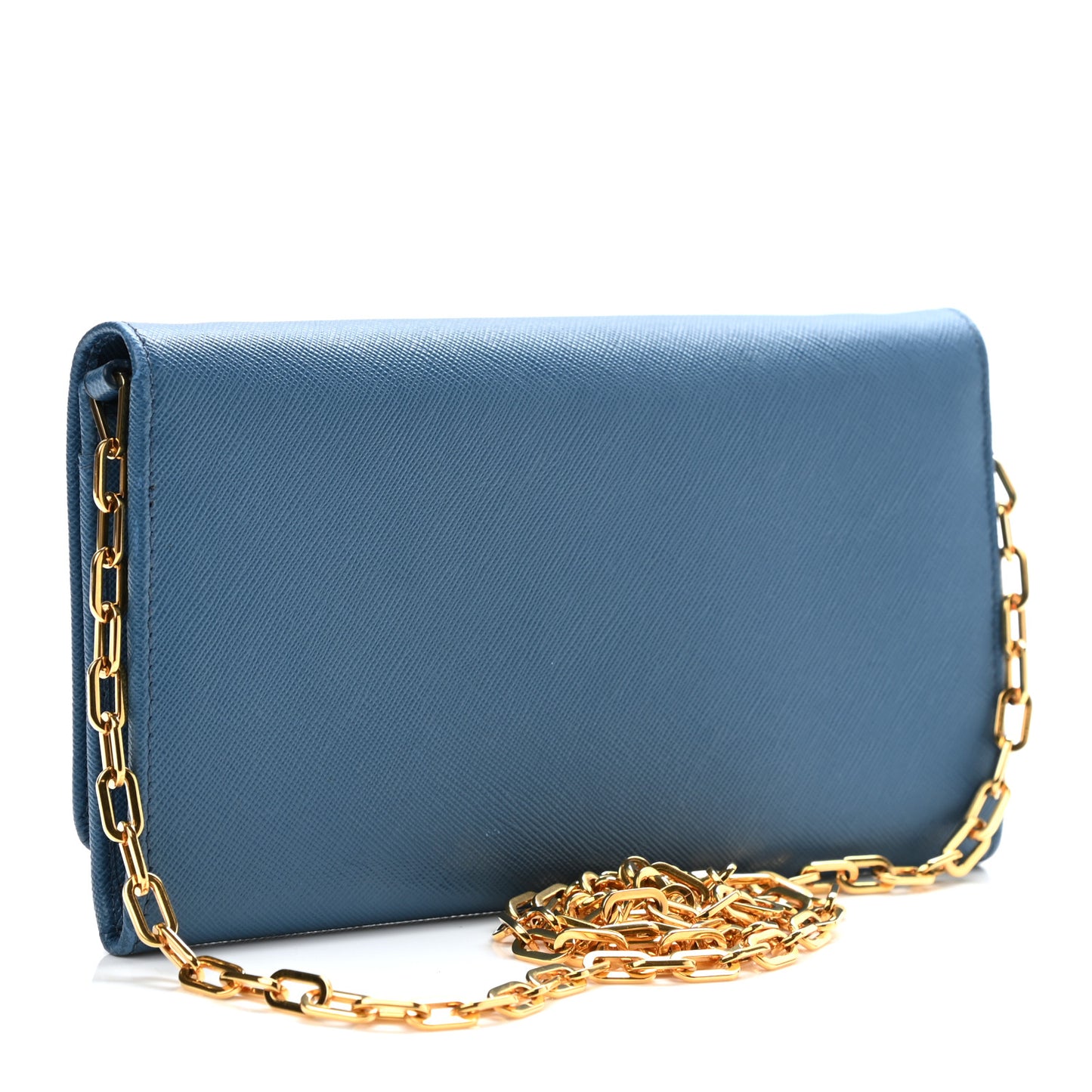 Saffiano Metal Large Chain Wallet Cobalto
