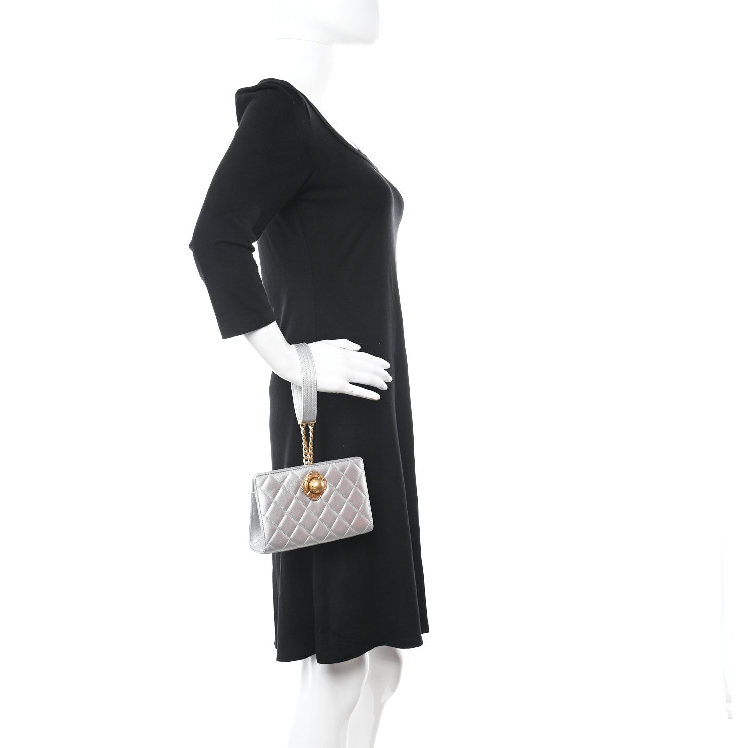Chanel Metallic Calfskin Quilted Evening By The Sea Clutch Silver 2 of 11
