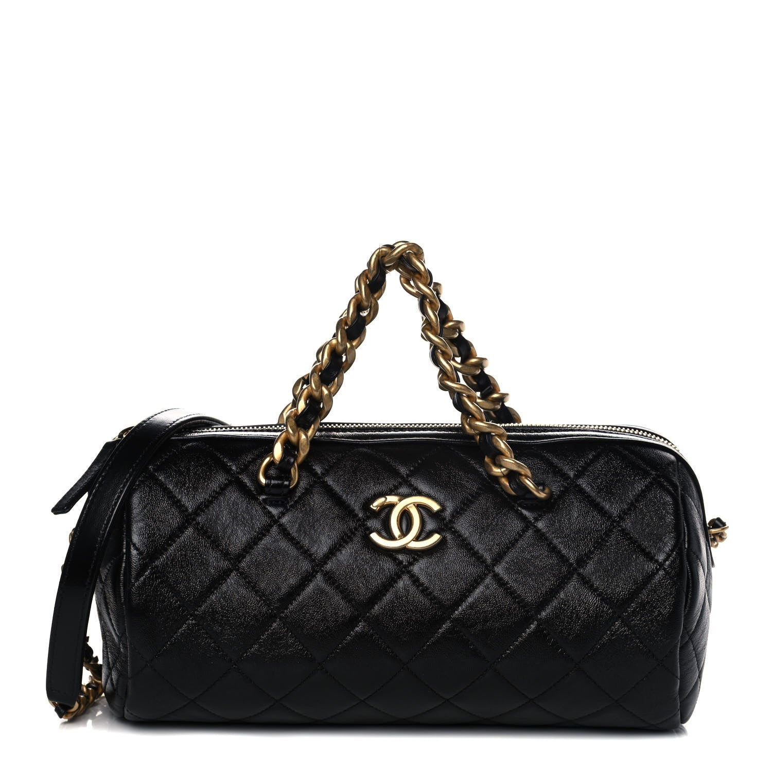 Chanel Shiny Lambskin Quilted Fashion Therapy Bowling Bag Black 1 of 12